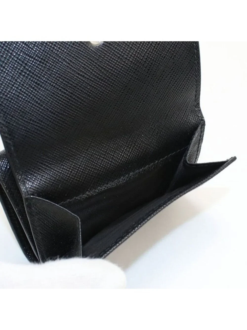 Prada Saffiano Triangle Trifold Wallet Leather